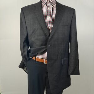 Calvin Klein Men's Sport Coat Blazer Two Button CH Gray Plaid Wool Size 44L‎